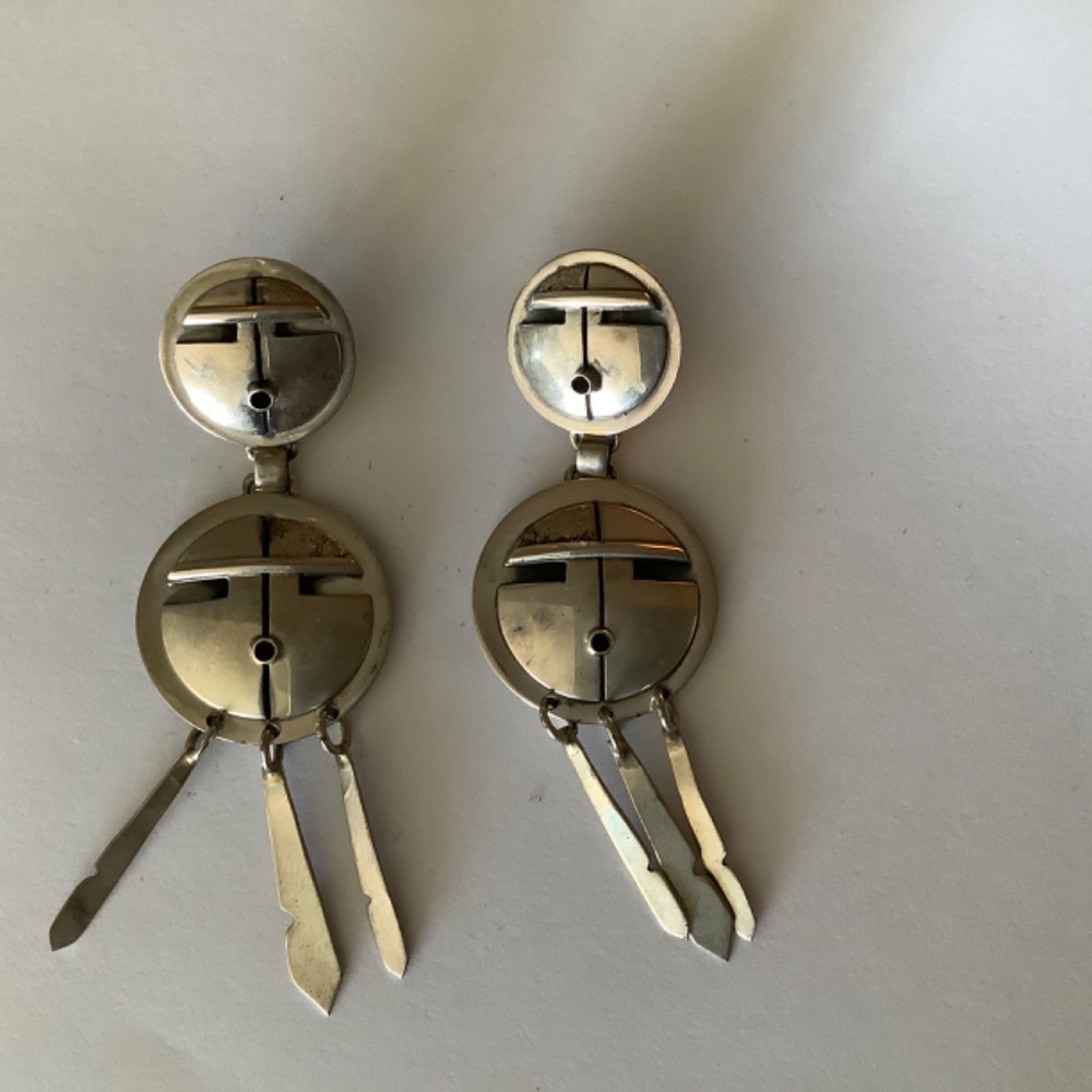 Native American Sterling Earrings- Dramatic - image 3
